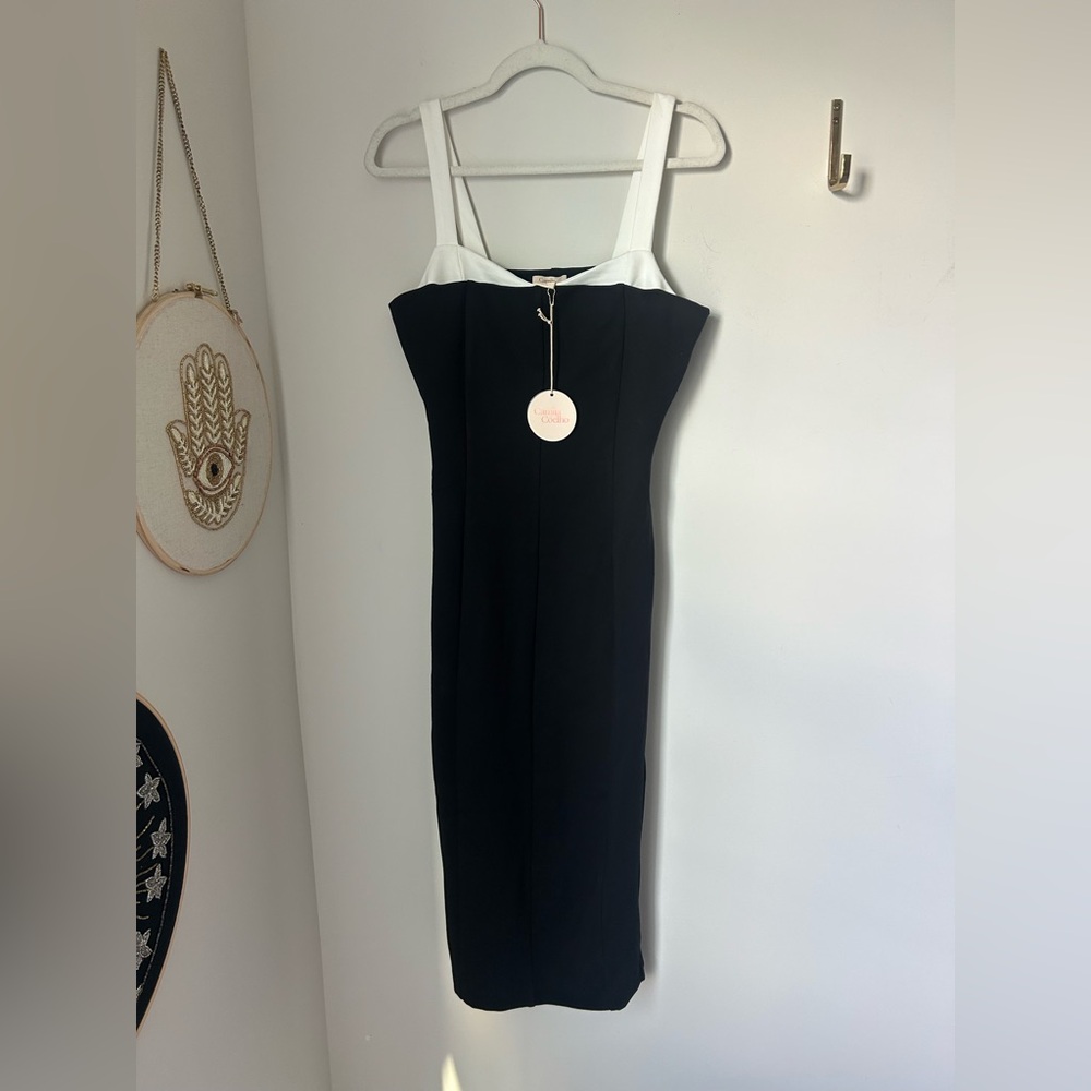 Camila Coelho black white sleeveless midi dress